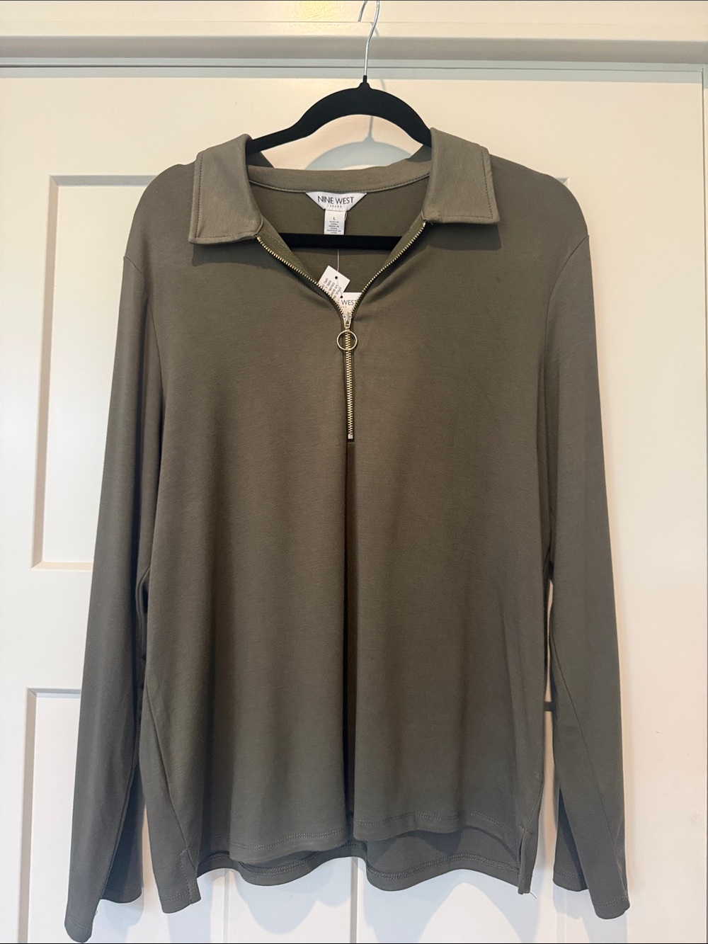 Nine West Grape leaf Quater Zip Top NWT L